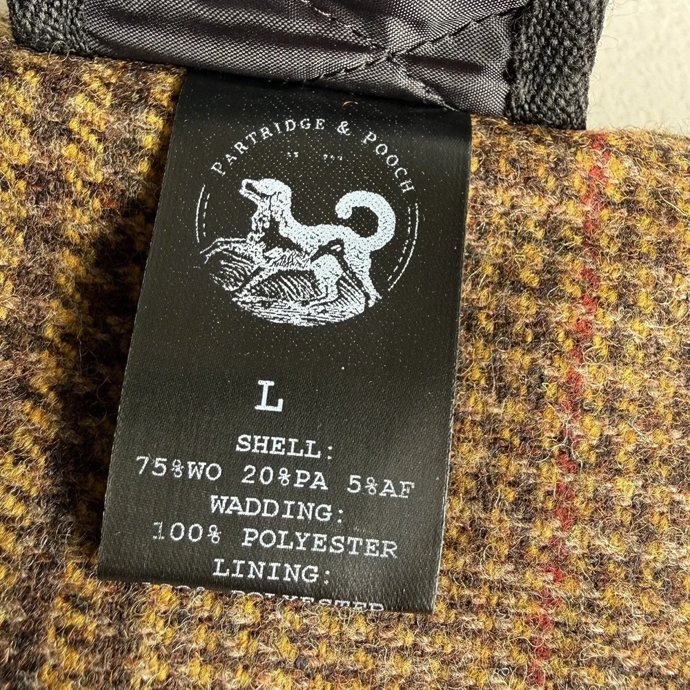 John Partridge & Pooch Tweed Dog Coat Jacket Brown Paid Size Large Adjustable